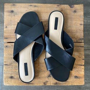 Vegan Cross Strap Slide Sandal